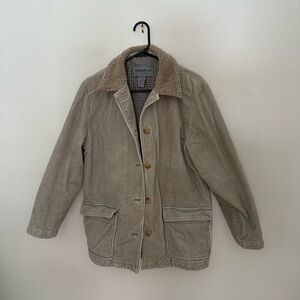 Eddie Bauer Tan Corduroy chore barn Jacket with Sherpa Collar